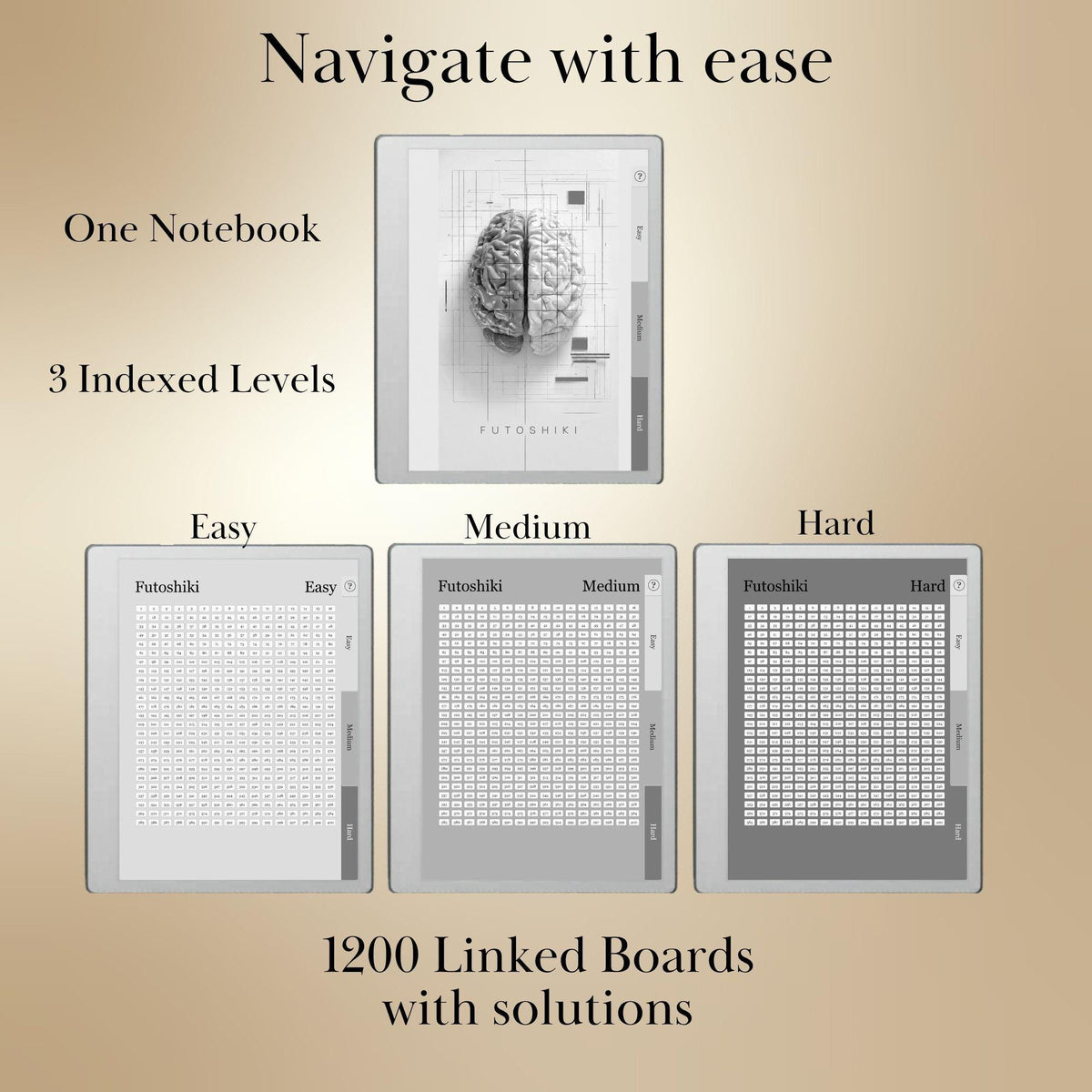 reMarkable Paper Pure & 2 — Futoshiki Puzzle Book, 1200 brain games