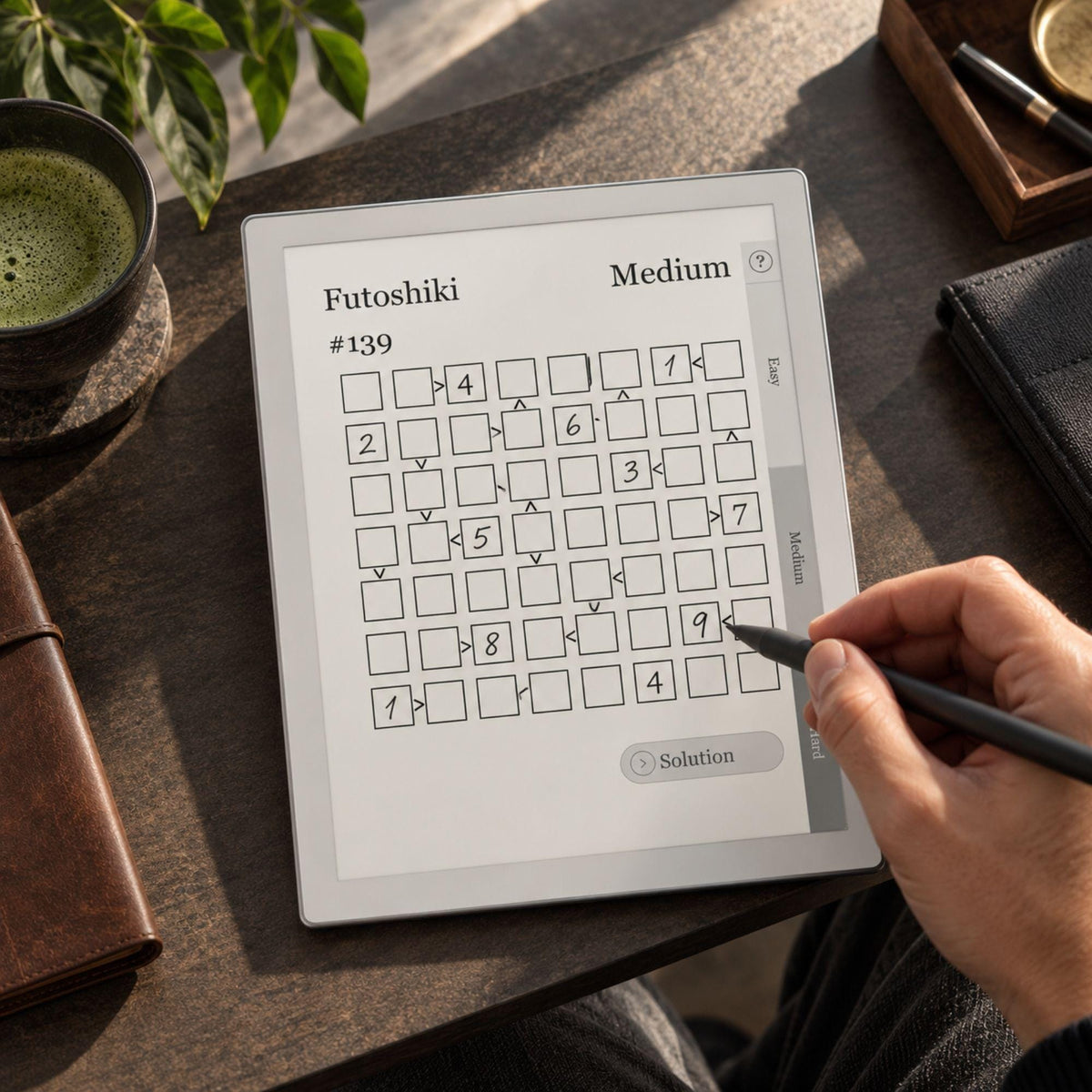 reMarkable Paper Pure & 2 — Futoshiki Puzzle Book, 1200 brain games