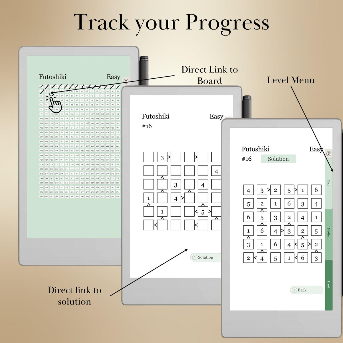 reMarkable Paper Pro Move — Futoshiki Puzzle Book, 1200 brain games