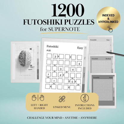 Supernote Templates Futoshiki Puzzle Book | Hyperlinked PDF | Supernote Puzzle Game | Supernote Template | Brain Training for eInk Tablets