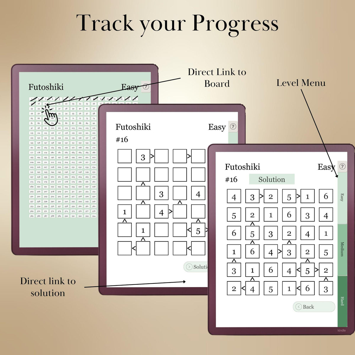 Kindle Scribe — Futoshiki Puzzle Book, 1200 brain games