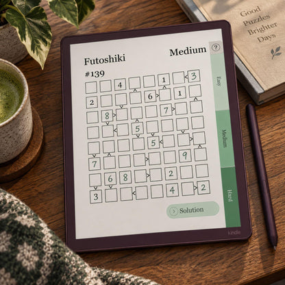 Kindle Scribe — Futoshiki Puzzle Book, 1200 brain games