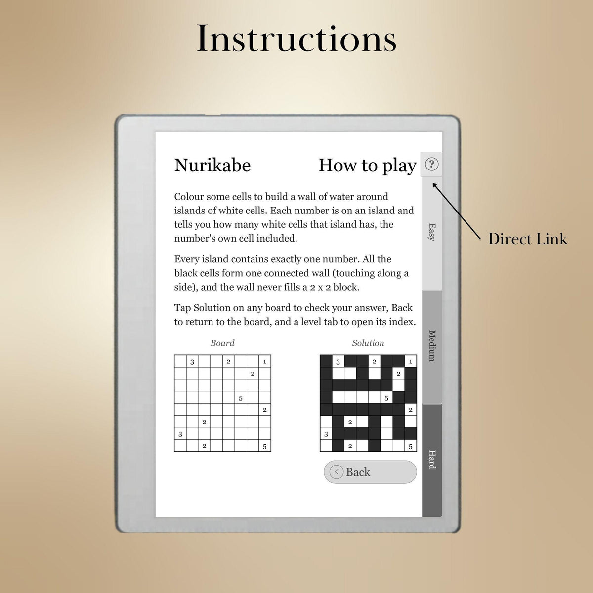 reMarkable Paper Pure & 2 — Nurikabe Puzzle Book, 600 brain games