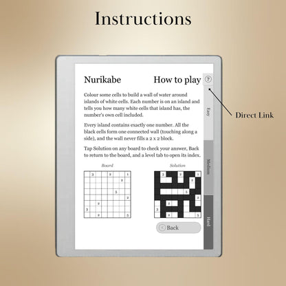 reMarkable Paper Pure & 2 — Nurikabe Puzzle Book, 600 brain games