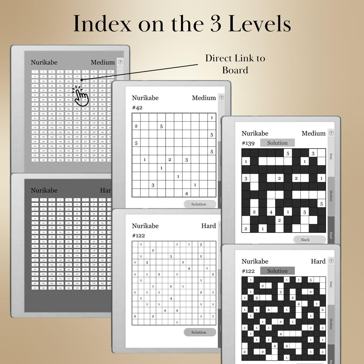 reMarkable Paper Pure & 2 — Nurikabe Puzzle Book, 600 brain games