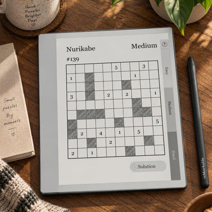 reMarkable Paper Pure & 2 — Nurikabe Puzzle Book, 600 brain games