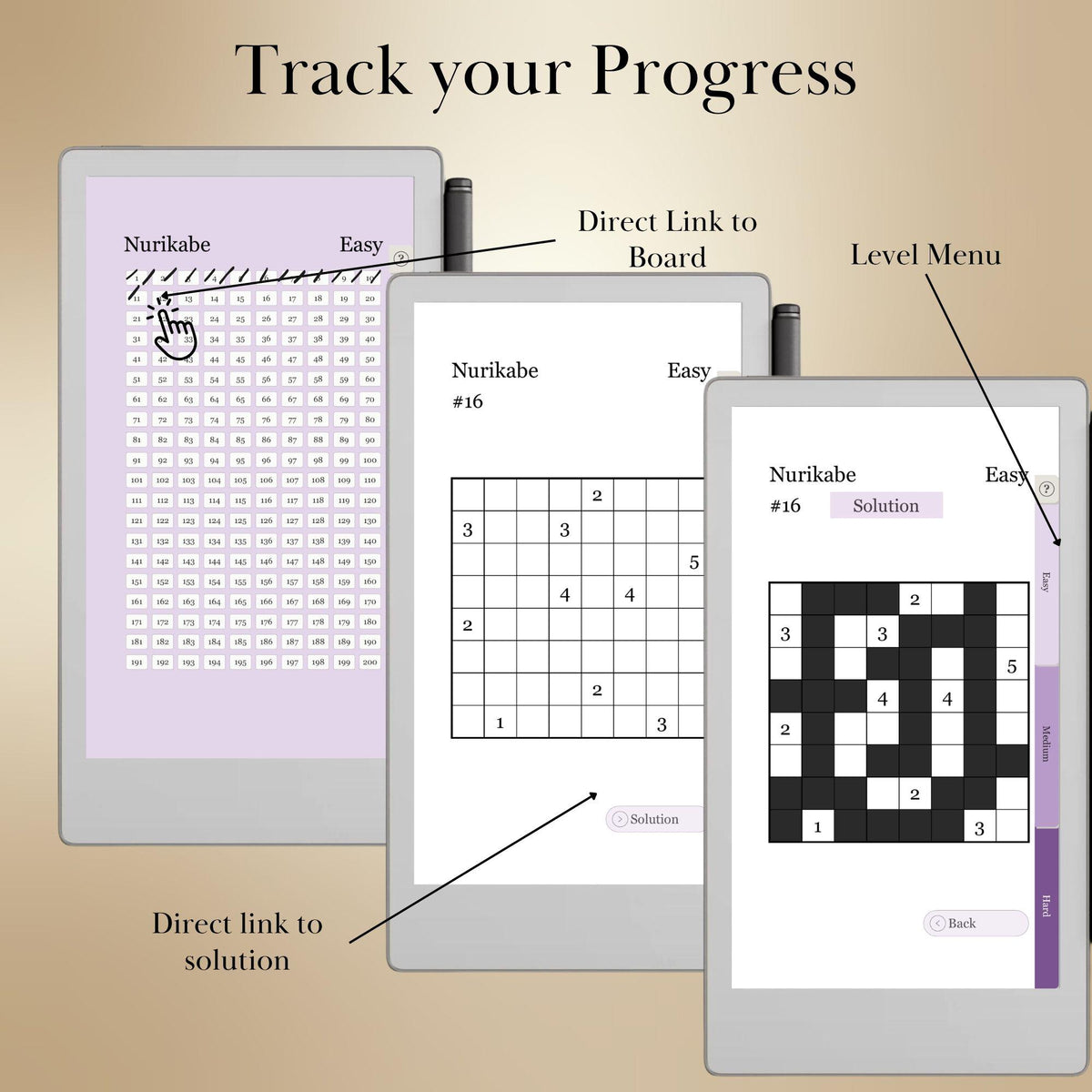 reMarkable Paper Pro Move — Nurikabe Puzzle Book, 600 brain games