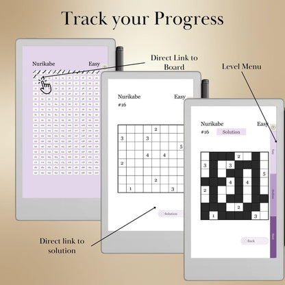 reMarkable Paper Pro Move — Nurikabe Puzzle Book, 600 brain games