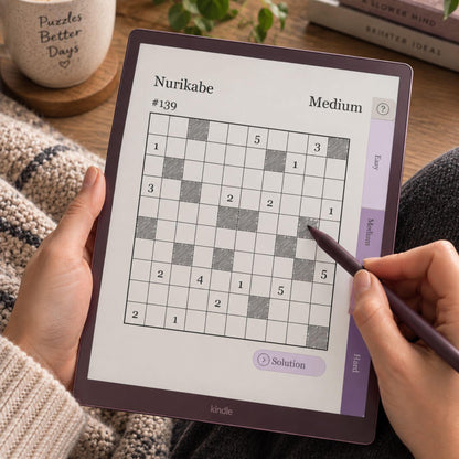 Kindle Scribe — Nurikabe Puzzle Book, 600 brain games
