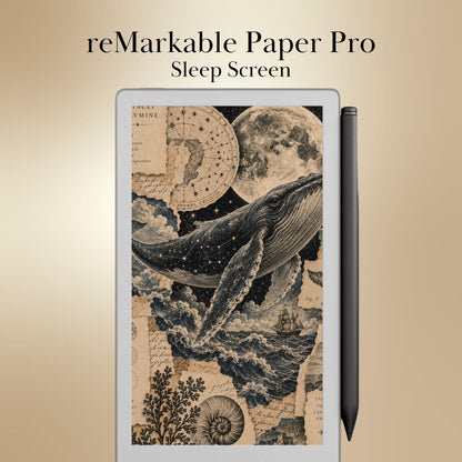 reMarkable Paper Pro Move — Antique Collage Sleep Screens, sepia + black & white