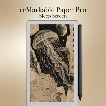 reMarkable Paper Pro Move — Antique Collage Sleep Screens, sepia + black & white