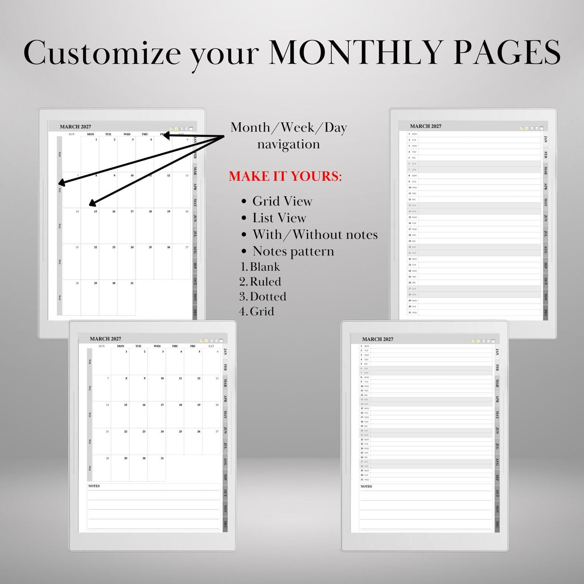 Supernote A5X A6X — Calendar Planner Creator 2026 2027, make your own planner
