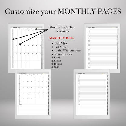 Supernote A5X A6X — Calendar Planner Creator 2026 2027, make your own planner