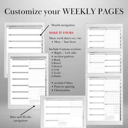 Supernote A5X A6X — Calendar Planner Creator 2026 2027, make your own planner