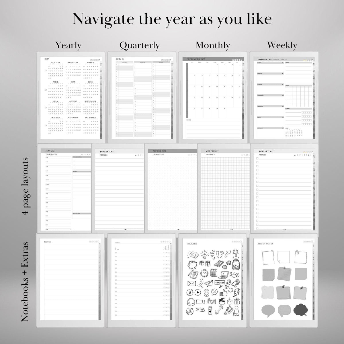 Supernote A5X A6X — Calendar Planner Creator 2026 2027, make your own planner