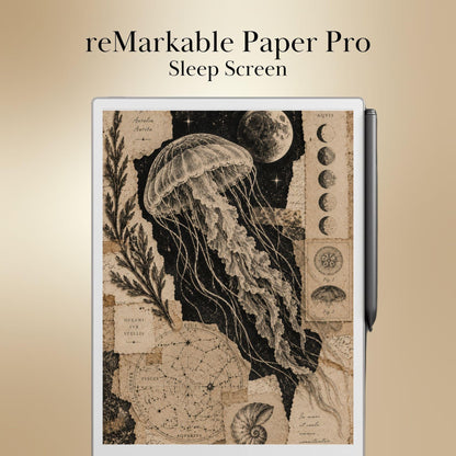 reMarkable Paper Pro & 2 — Antique Collage Sleep Screens, sepia + black & white