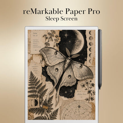 reMarkable Paper Pro & 2 — Antique Collage Sleep Screens, sepia + black & white