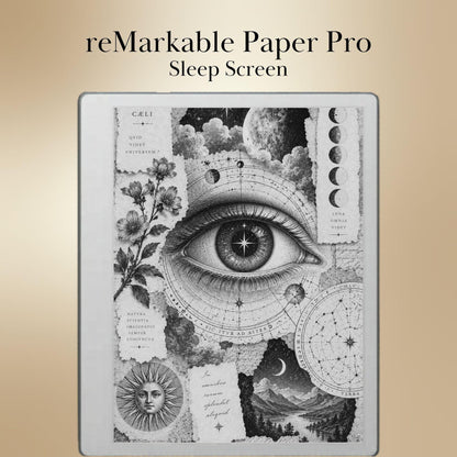 reMarkable Paper Pure & 2 — Antique Collage Sleep Screens, grayscale edition