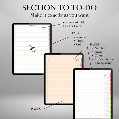 GoodNotes & Notability — To-Do Notebook Creator, custom hyperlinked task tracker