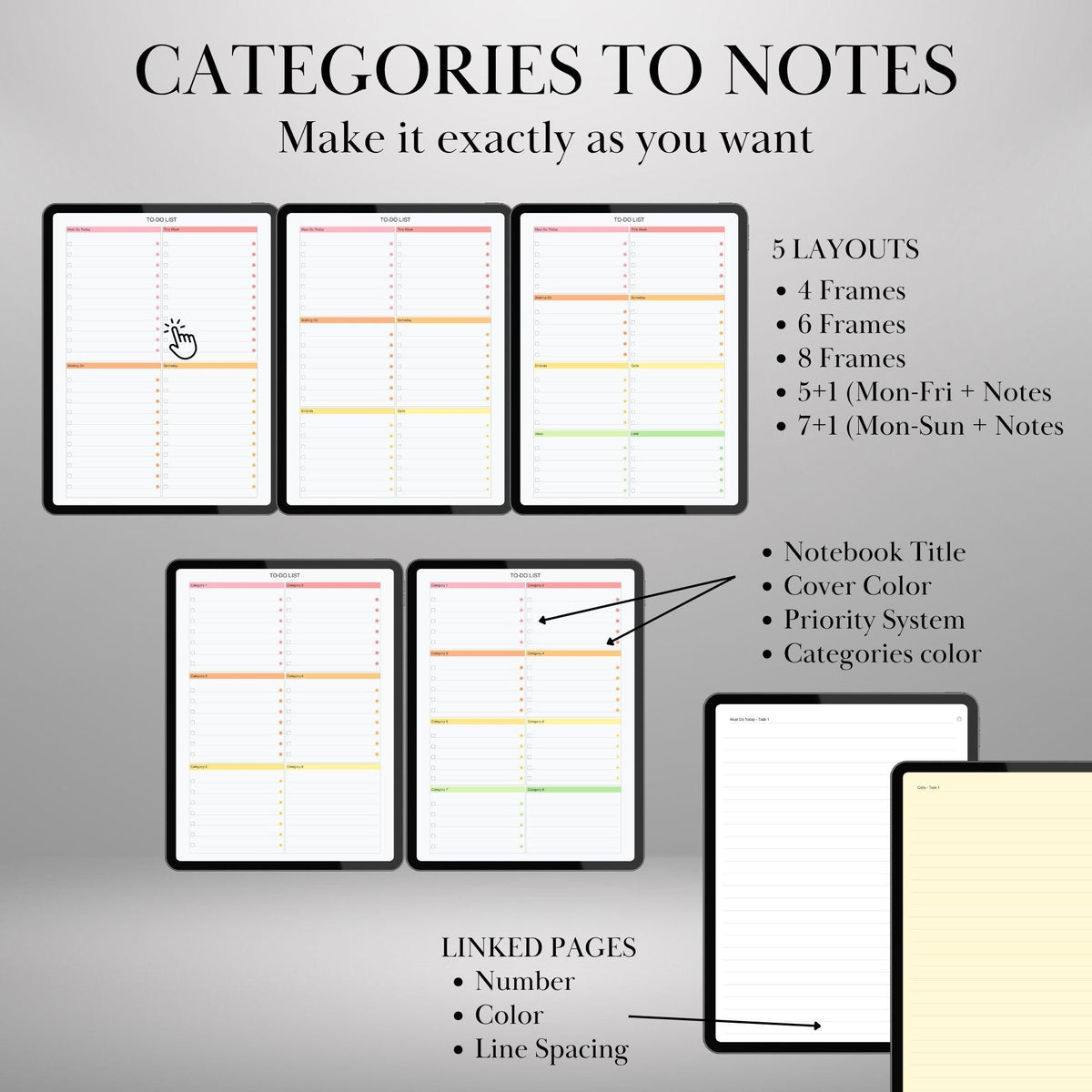 GoodNotes & Notability — To-Do Notebook Creator, custom hyperlinked task tracker