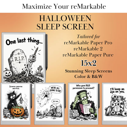 Fun Halloween Sleep Screen Bundle for reMarkable Paper Pro, reMarkable Paper Pure & reMarkable 2 | Remarkable Templates