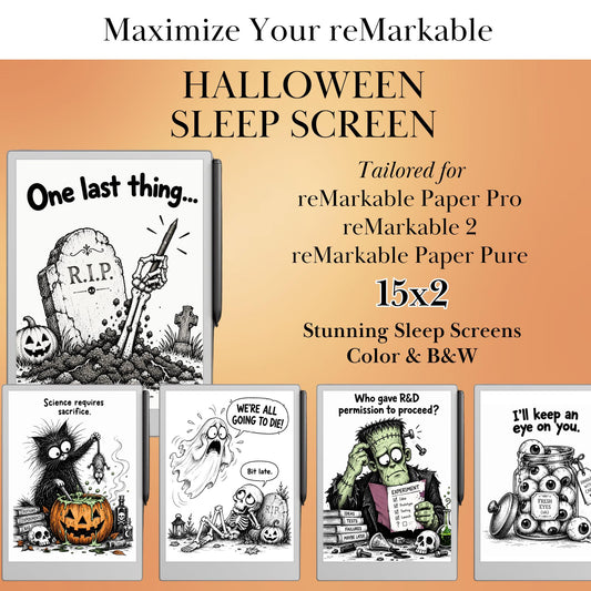 Fun Halloween Sleep Screen Bundle for reMarkable Paper Pro, reMarkable Paper Pure & reMarkable 2 | Remarkable Templates