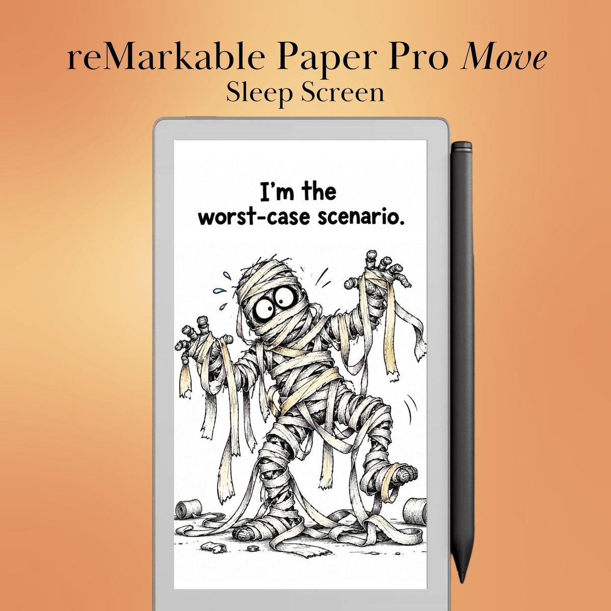 reMarkable Paper Pro Move — Halloween Sleep Screens, 15 funny designs color + B&W