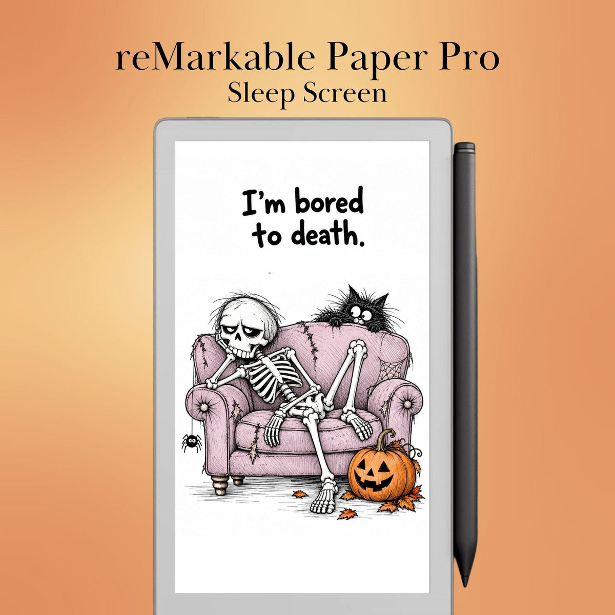 reMarkable Paper Pro Move — Halloween Sleep Screens, 15 funny designs color + B&W