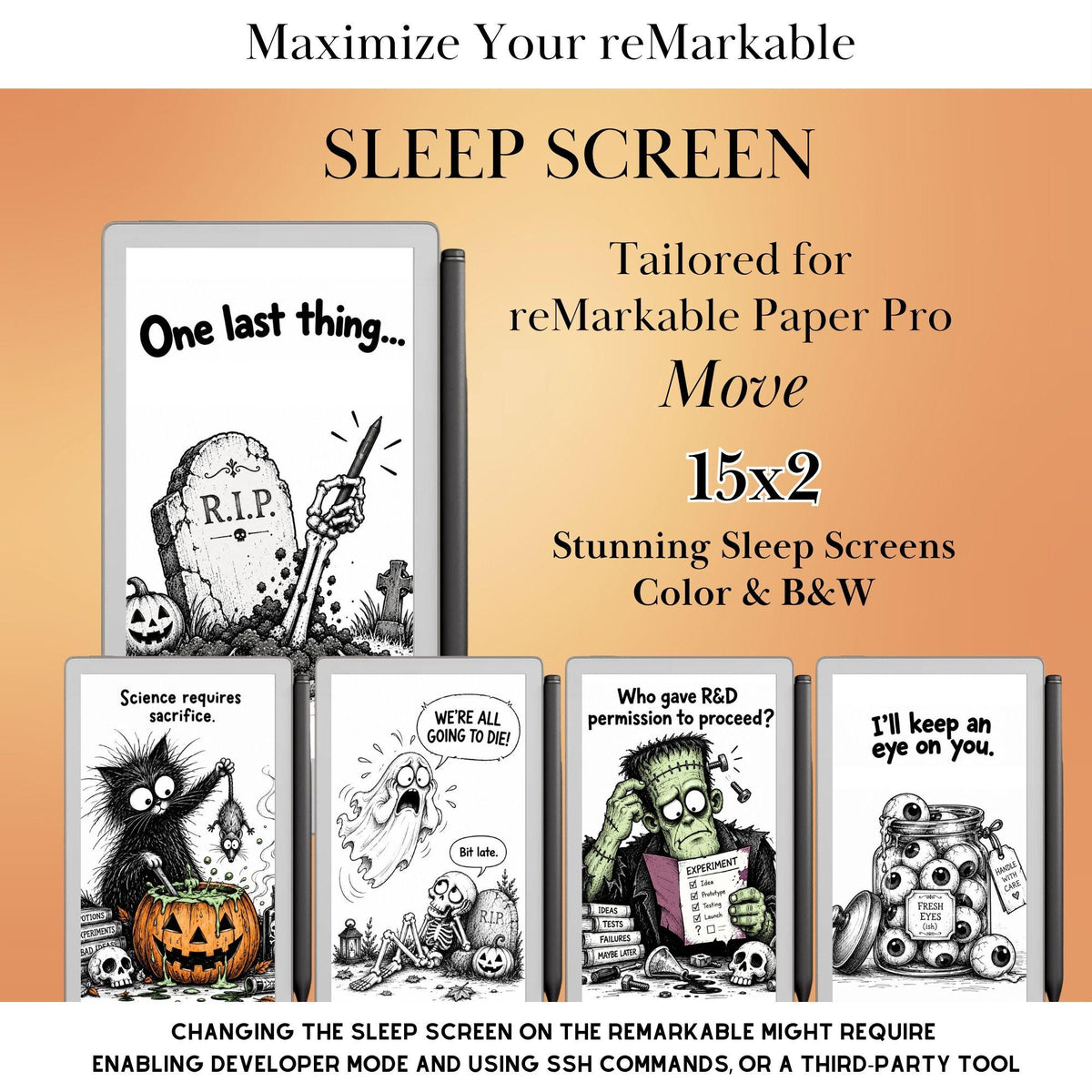 Fun Halloween Sleep Screen Bundle for reMarkable Paper Pro Move Templates Sleep Screen | reMarkable Paper Pro Move Templates