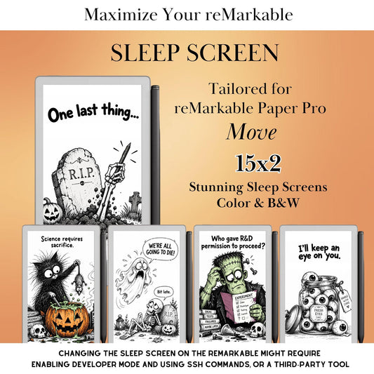 Fun Halloween Sleep Screen Bundle for reMarkable Paper Pro Move Templates Sleep Screen | reMarkable Paper Pro Move Templates