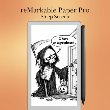reMarkable Paper Pro Move — Halloween Sleep Screens, 15 funny designs color + B&W