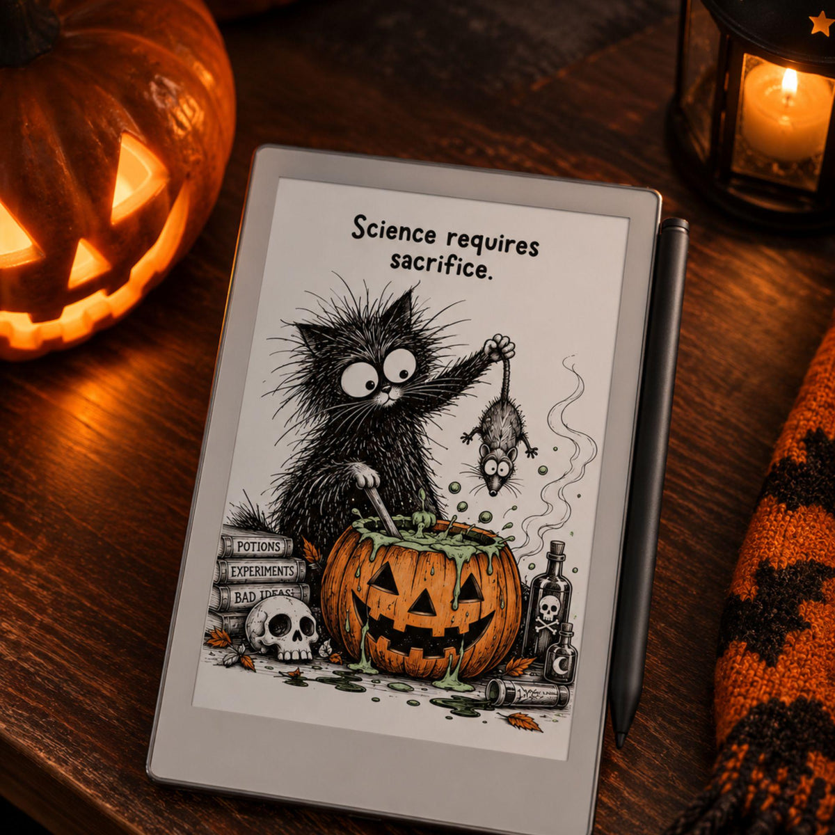 reMarkable Paper Pro Move — Halloween Sleep Screens, 15 funny designs color + B&W