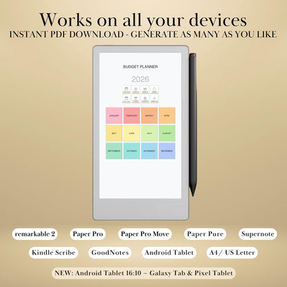 All reMarkable Devices — Budget Planner Creator, monthly budgets, savings & debt snowball