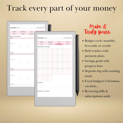 All reMarkable Devices — Budget Planner Creator, monthly budgets, savings & debt snowball