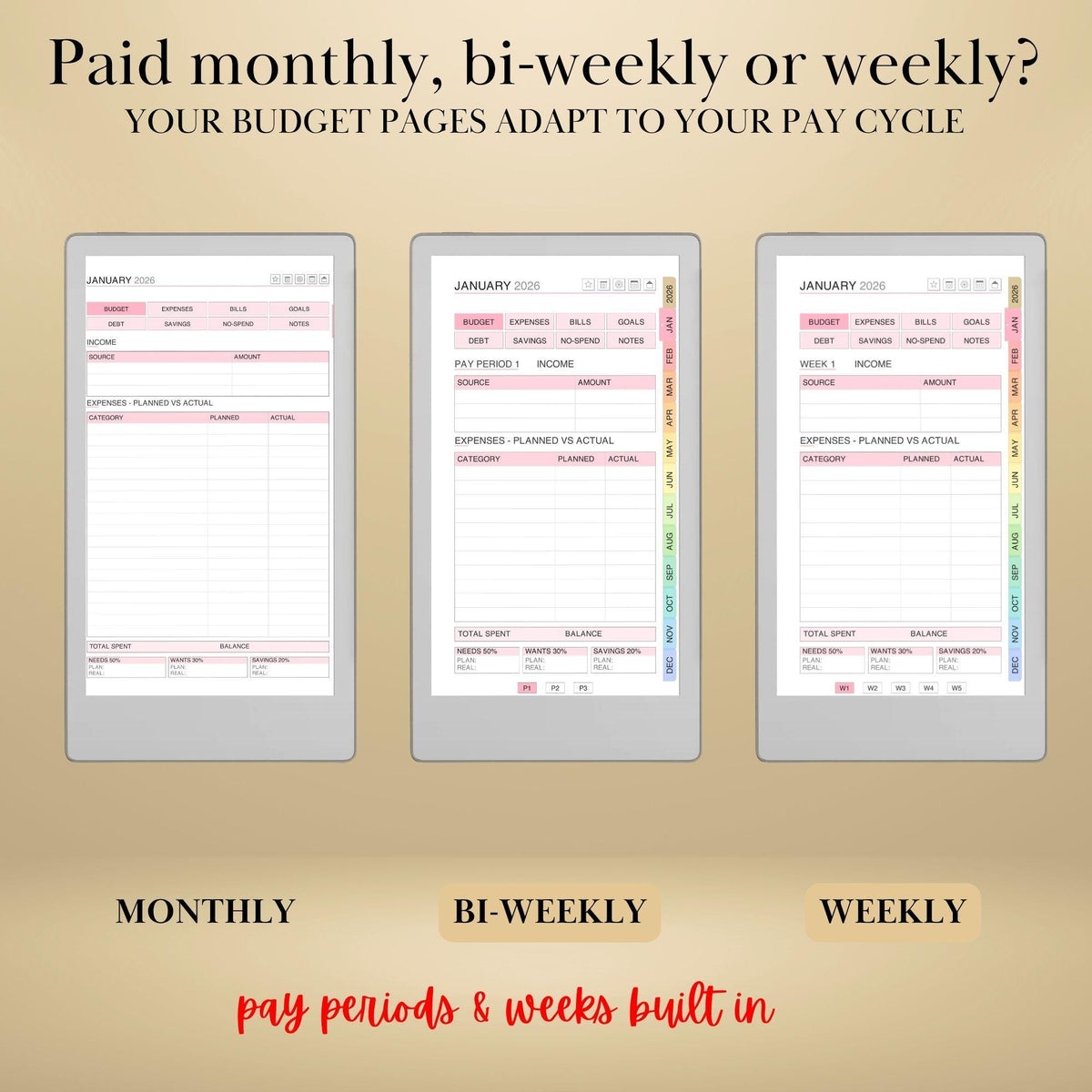 All reMarkable Devices — Budget Planner Creator, monthly budgets, savings & debt snowball