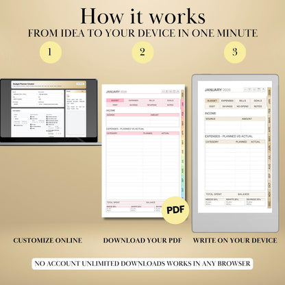 All reMarkable Devices — Budget Planner Creator, monthly budgets, savings & debt snowball
