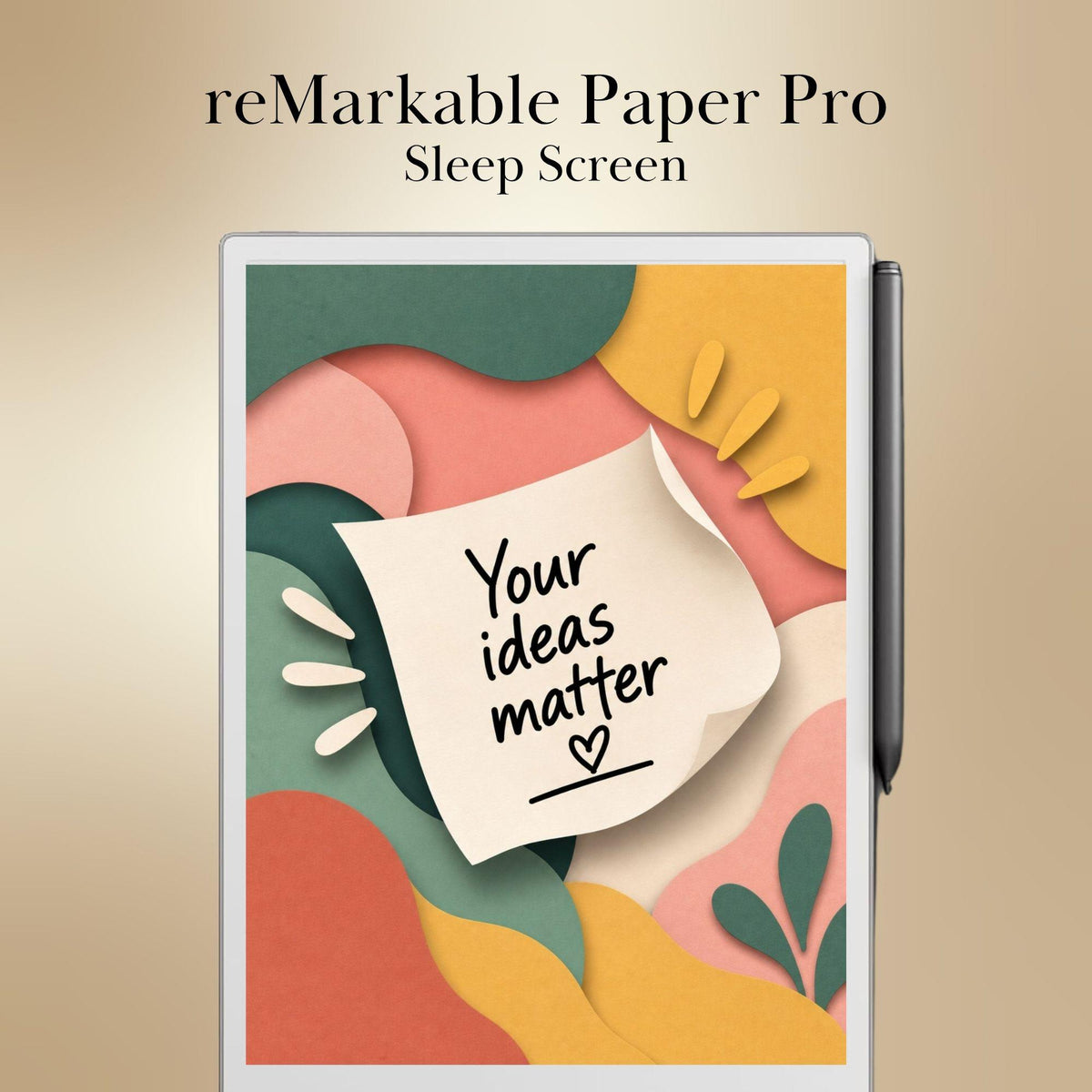 reMarkable Paper Pro & 2 — Gentle Affirmation Sleep Screens, papercut sticky notes