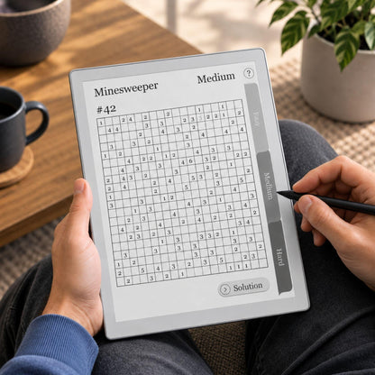 reMarkable Paper Pure & 2 — Minesweeper Puzzle Book, 1000+ brain games