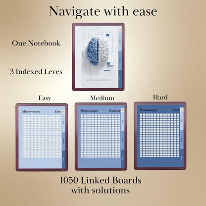 Kindle Scribe — Minesweeper Puzzle Book, 1000+ brain games