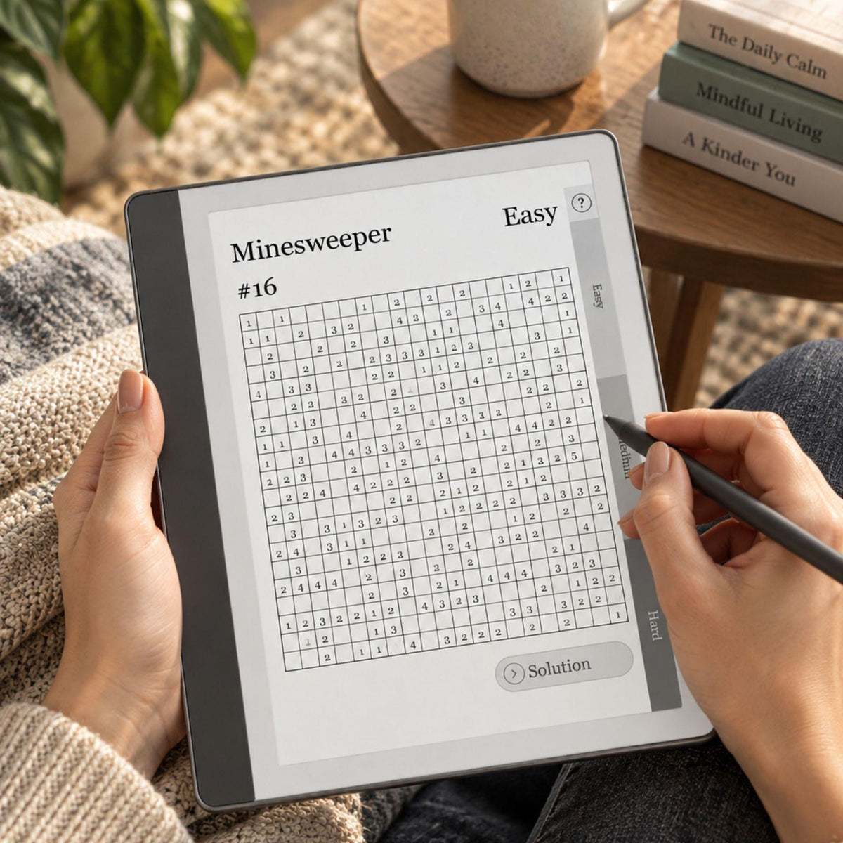 Kindle Scribe — Minesweeper Puzzle Book, 1000+ brain games
