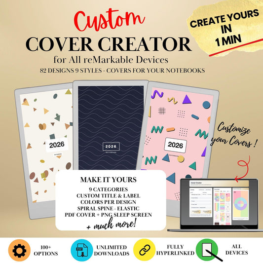 Custom Notebook Cover Creator for reMarkable Paper Pro Move, Paper Pure, rM2 | Build Your Own Cover