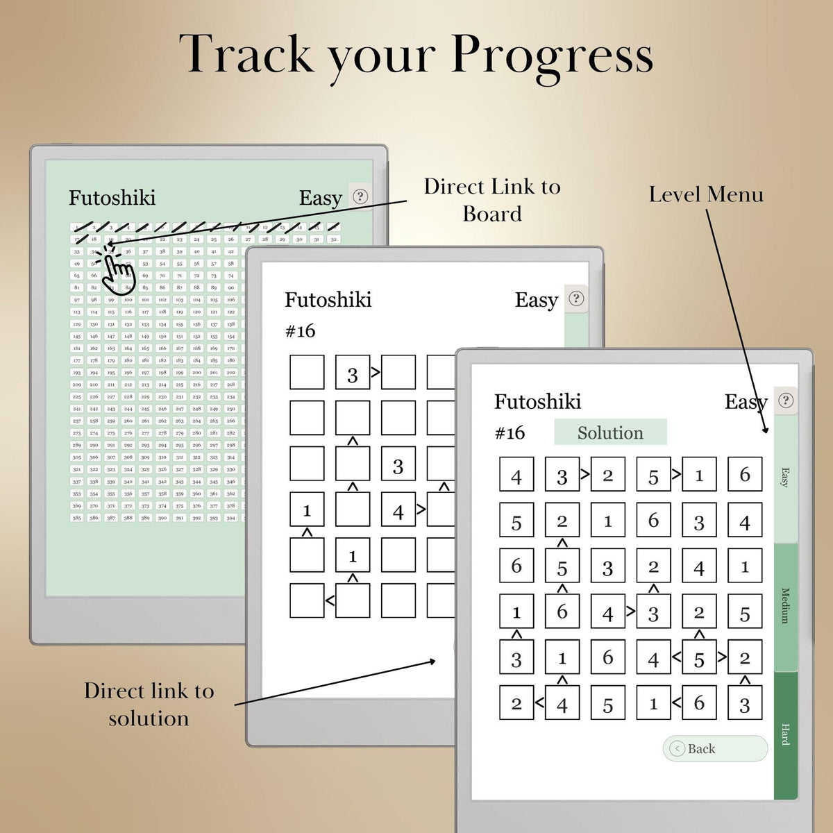 reMarkable Paper Pro — Futoshiki Puzzle Book, 1200 brain games