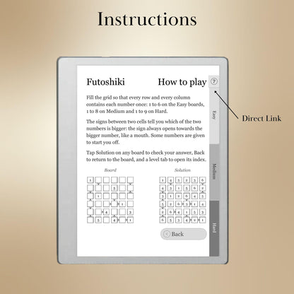 reMarkable Paper Pure & 2 — Futoshiki Puzzle Book, 1200 brain games