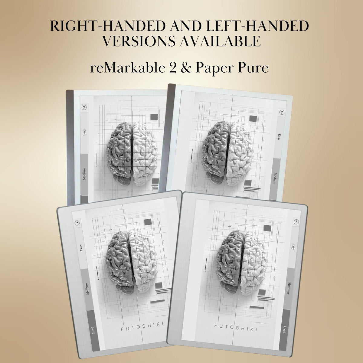 reMarkable Paper Pure & 2 — Futoshiki Puzzle Book, 1200 brain games