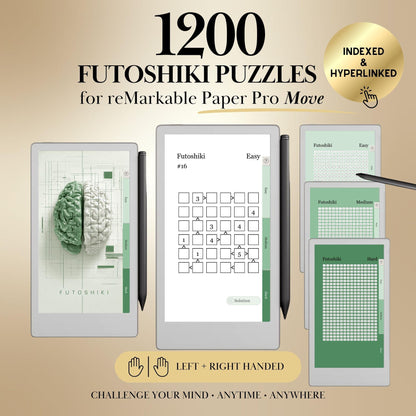 Futoshiki Puzzle Book for reMarkable Paper Pro Move Template: 600 Hyperlinked Brain Games e-ink tablet Templates