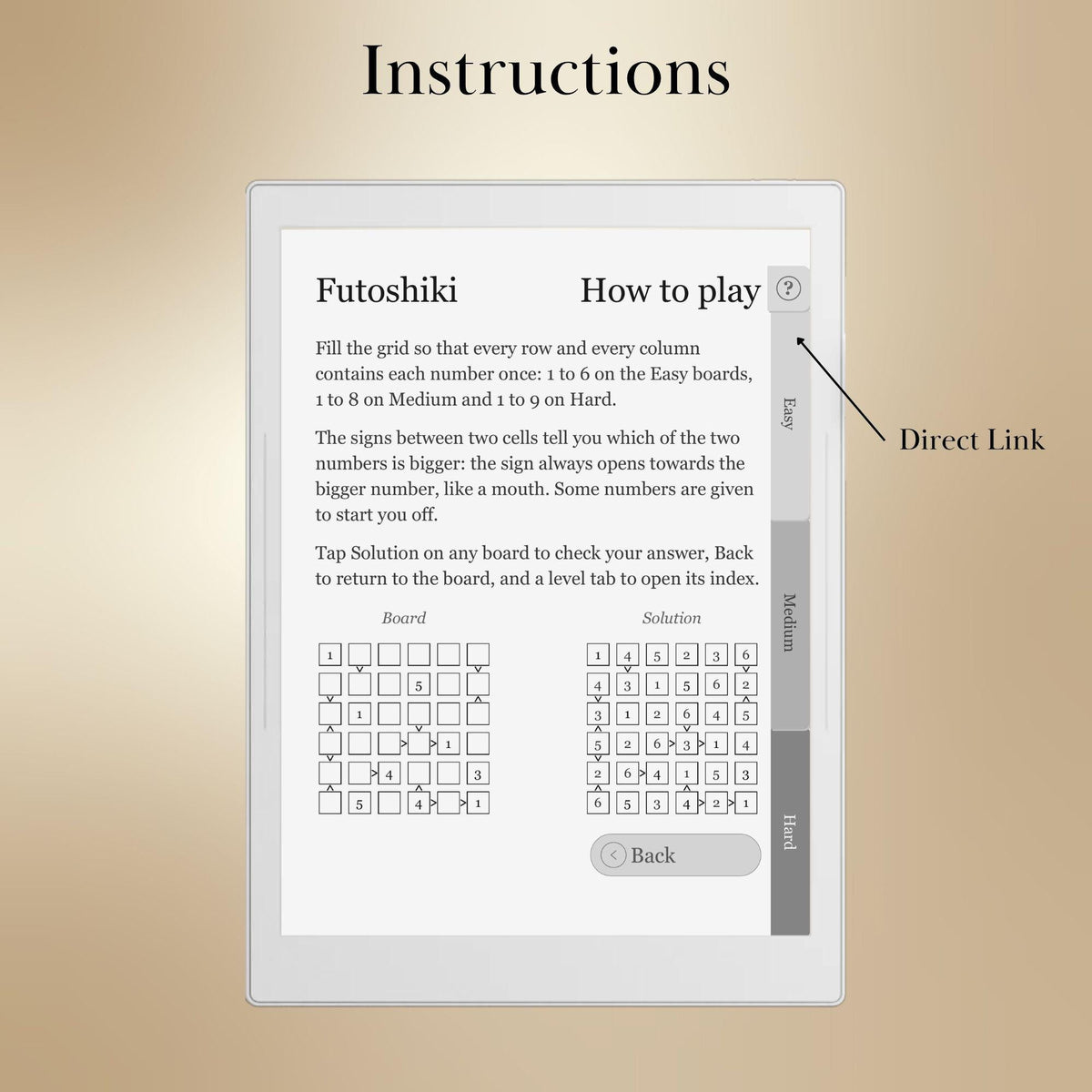 Supernote A5X A6X — Futoshiki Puzzle Book, 1200 brain games