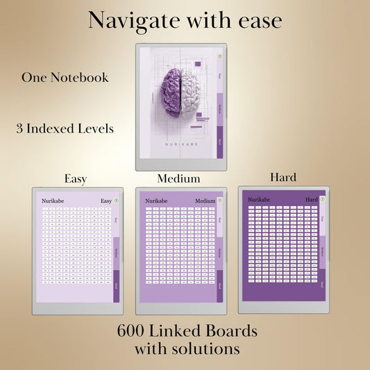 reMarkable Paper Pro — Nurikabe Puzzle Book, 600 brain games