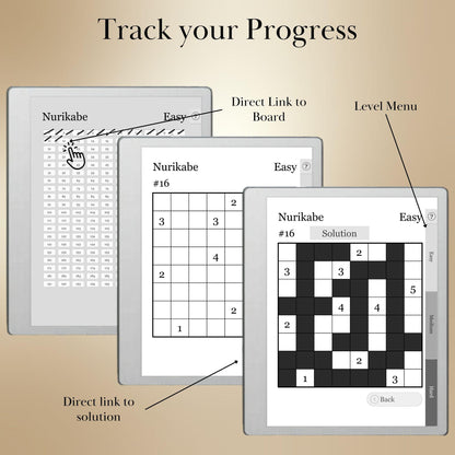 reMarkable Paper Pure & 2 — Nurikabe Puzzle Book, 600 brain games