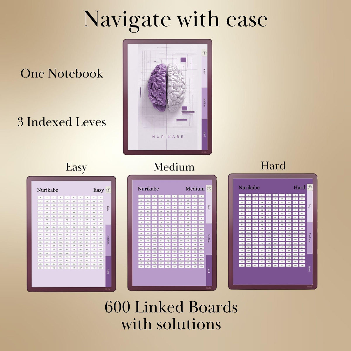 Kindle Scribe — Nurikabe Puzzle Book, 600 brain games
