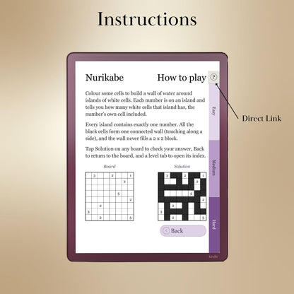 Kindle Scribe — Nurikabe Puzzle Book, 600 brain games